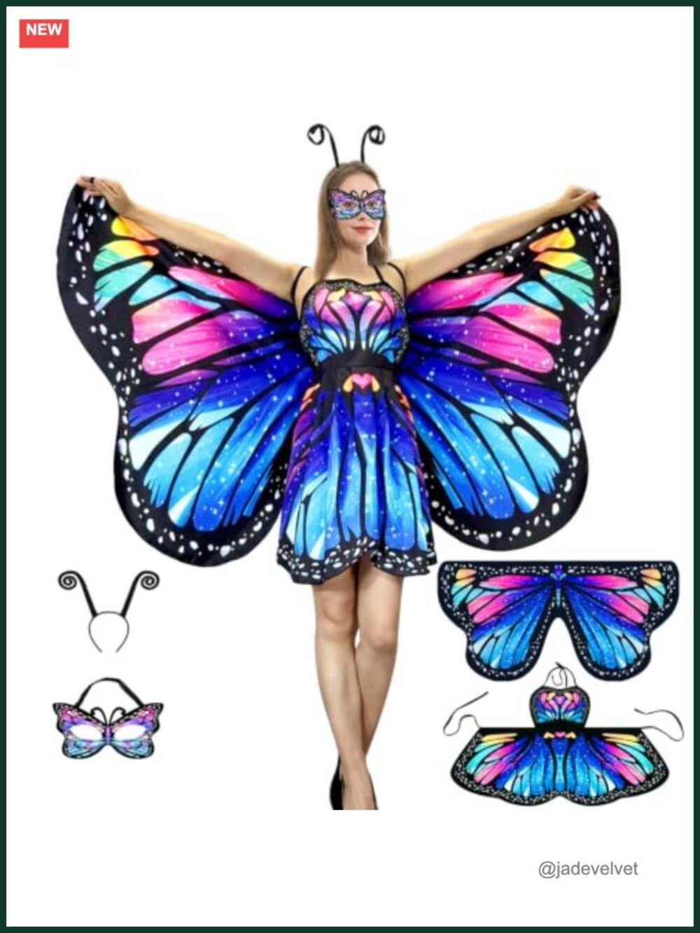 Butterfly Costume for Women, Wings Cape Apron Halloween Cosplay Party Adult